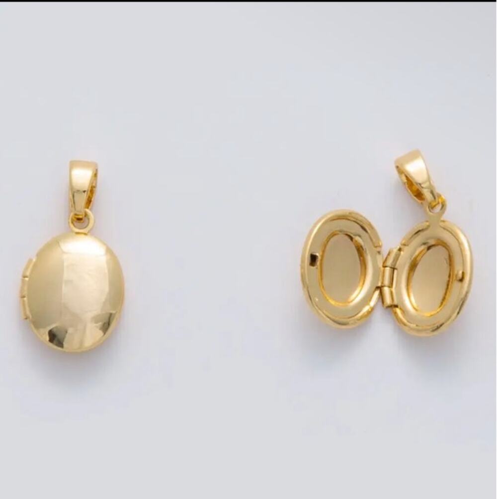18K Gold Filled Minimalist Oval Locket Pendant | AH690